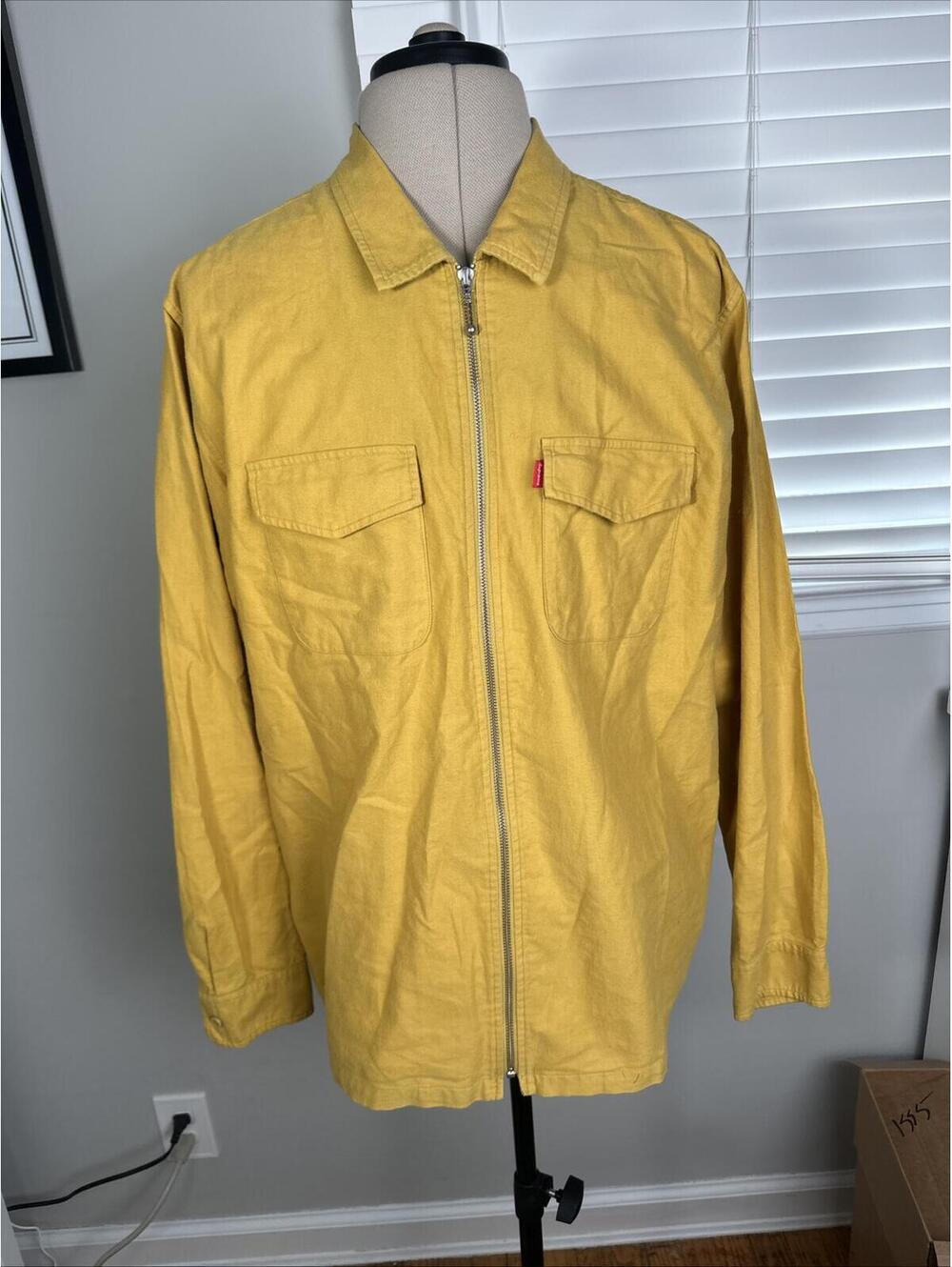 Supreme Lightweight Chamois Zip Work Jacket Shirt 100% Cotton Mustard Yellow
